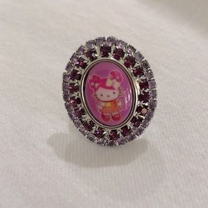 Tarina Tarantino Hello Kitty Barrett Pink Head Collection Swarovski Crystal Ring